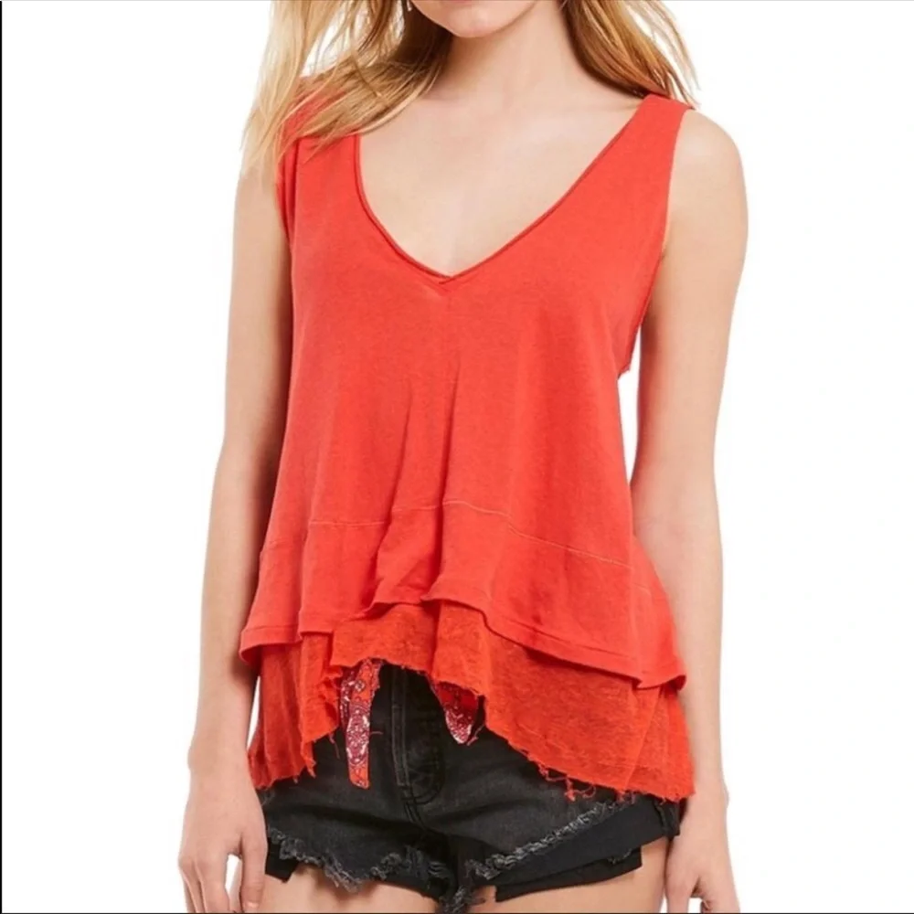 NWT Free People Peachy Tank in Coral - Picture 3 of 8